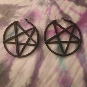 Pentagram hoop earrings